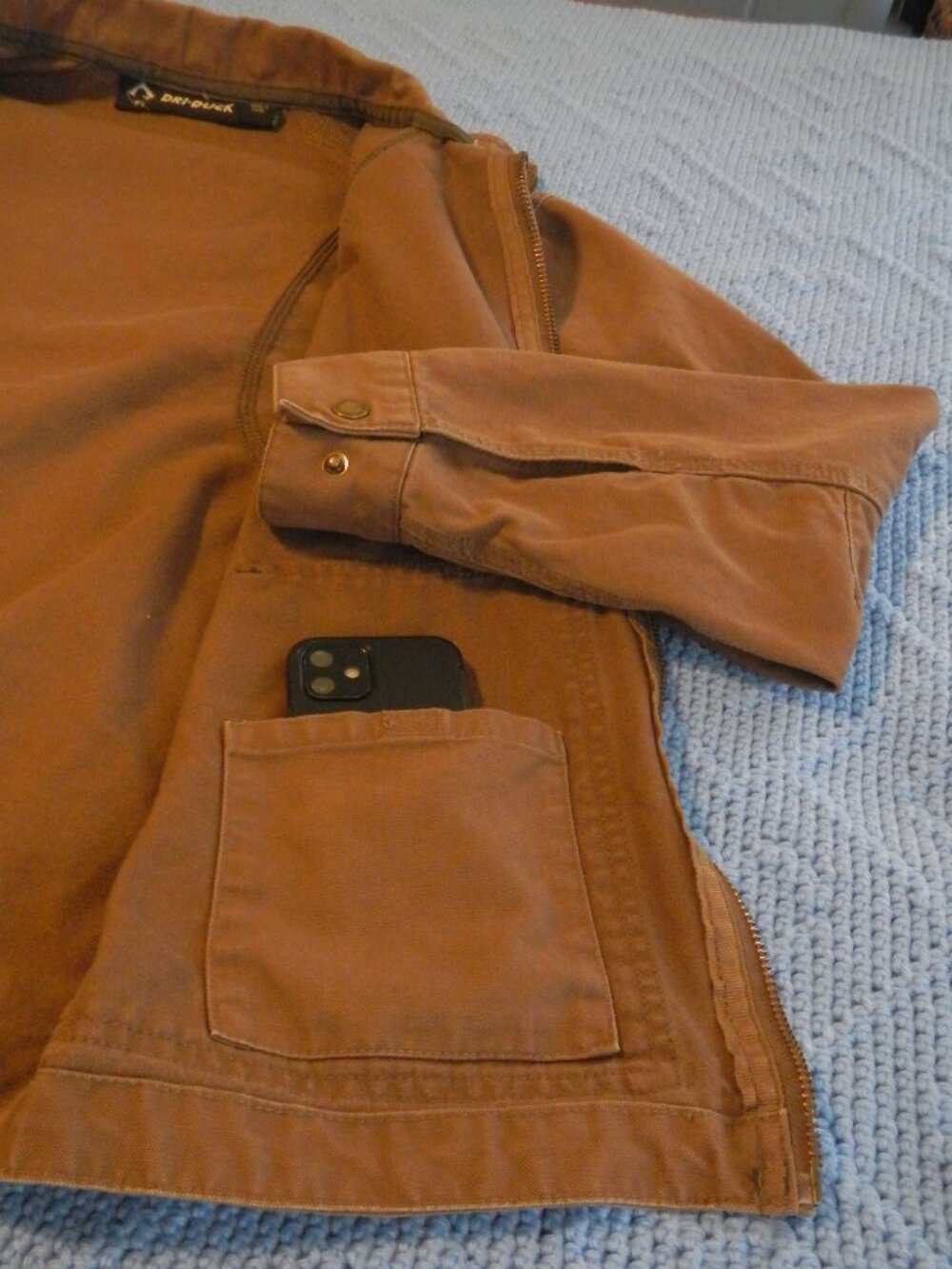 2 Men's Small, Cotton Canvas Work Jackets, Brown and Dark Brown, by Dri-Duck - Picture 10 of 12